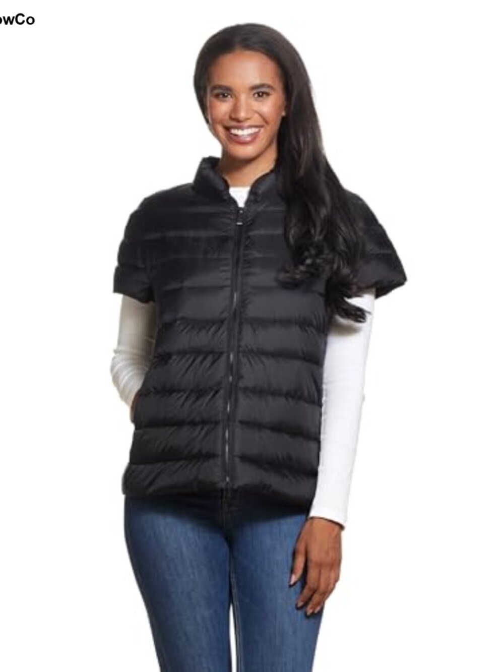 Quilted Puffer Vest Lightweight Packable Cap Sleeve Zip Front Casual Outerwear